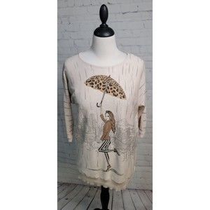 mesh+lace 3/4 Sleeve Tunic Lady Barbie with Umbrella size Sm Embellishments